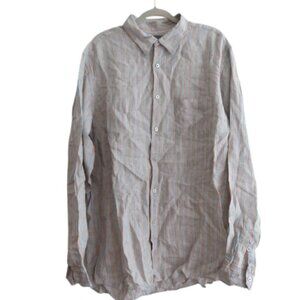 MARTIN GORDON 100% Linen Striped Casual Shirt in Light Blue - Men's Size XL